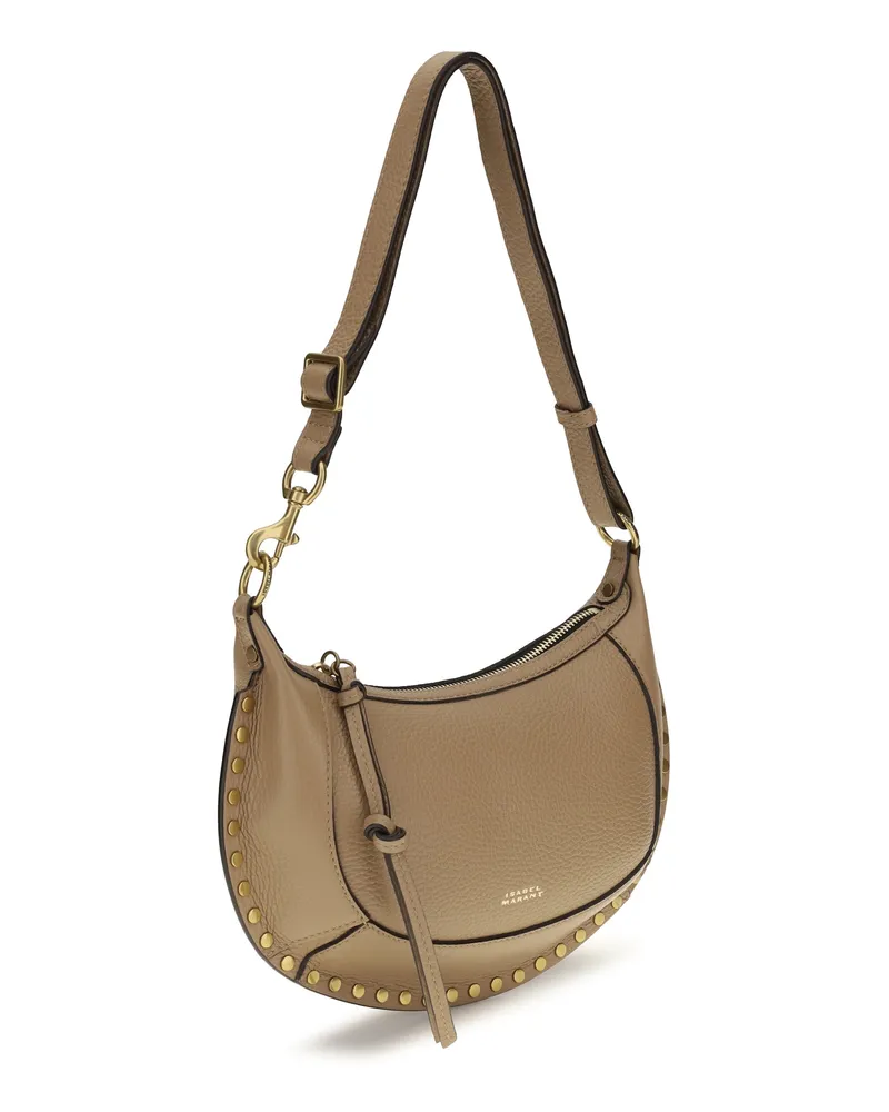 Isabel Marant Women's Oskan Moon Shoulder Bag Cappuccino Calf Leather Bos Taurus Beige