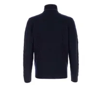 Cable-Knit Wool-Cashmere Sweater — Navy