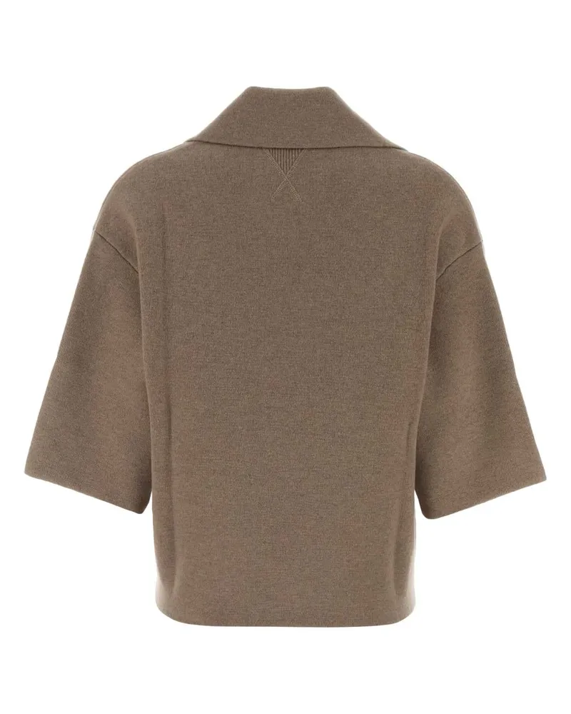 Bottega Veneta Women's Cappuccino Cashmere Blend Polo Shirt Beige Exterior: Nylon Beige