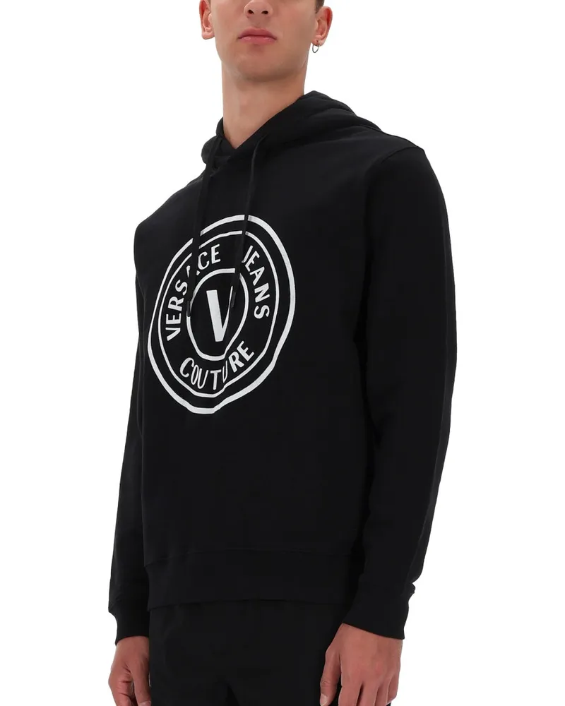 Versace Jeans Logo-Embroidered Cotton Sweatshirt — Black Black