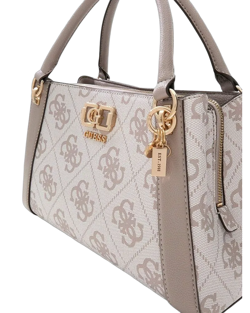 Guess Logo Polyurethane Top Handle Bag — Gray Gray