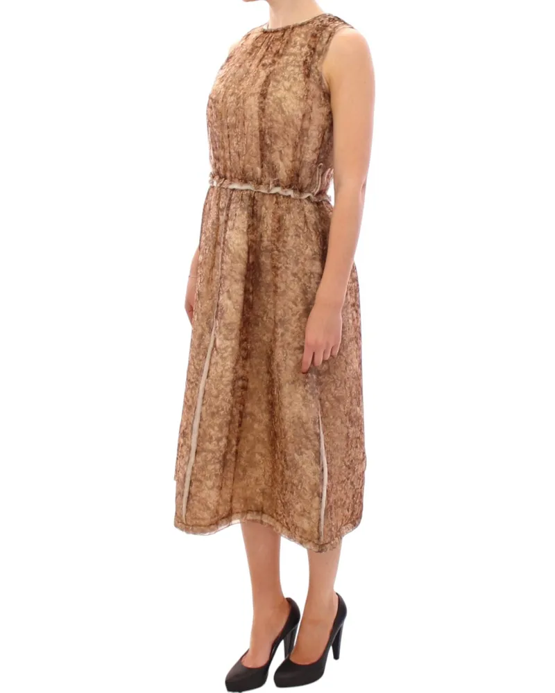 Dolce & Gabbana Women Brown Sleeveless Silk Dress Brown