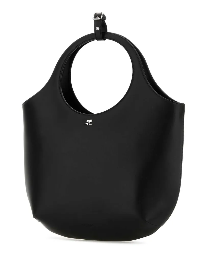 Courrèges Women's Black Leather Medium Holy Handbag Borse A Mano Bag Black