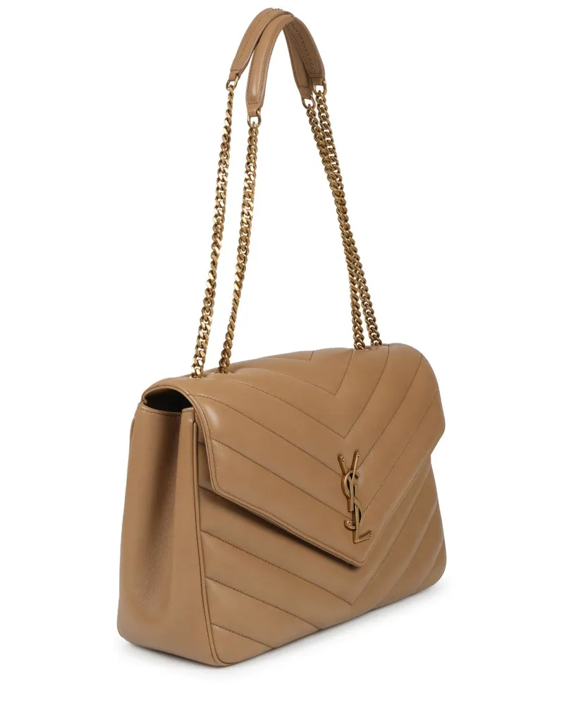 Saint Laurent Loulou Shoulder Bag — Beige Beige