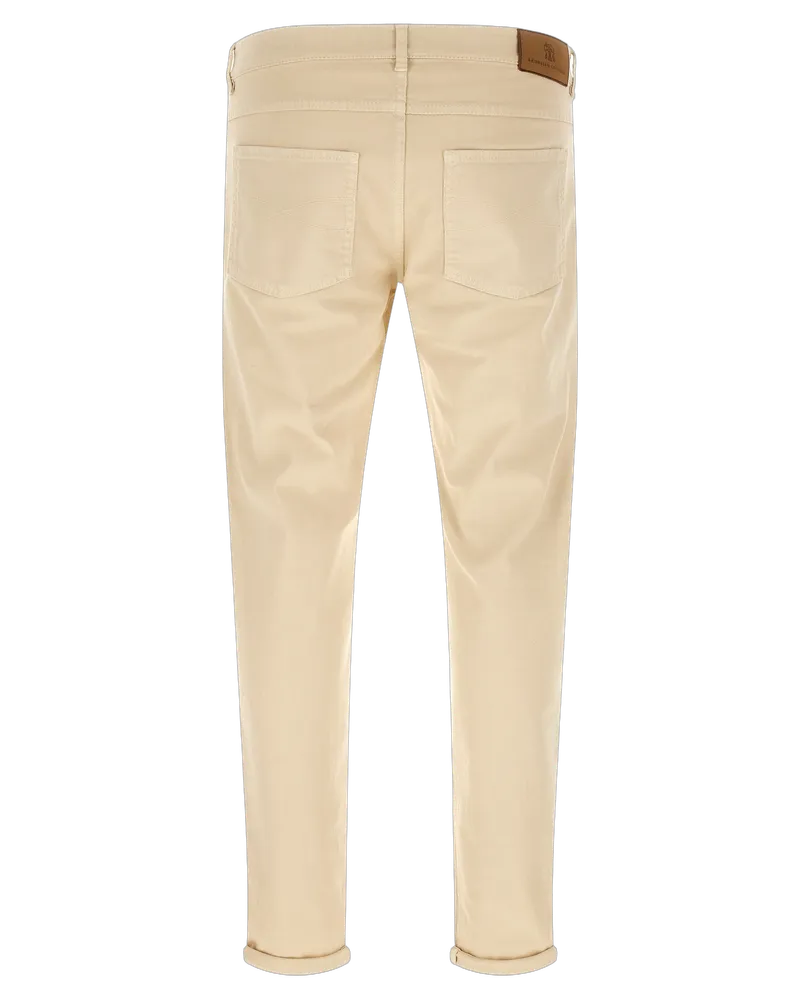 Brunello Cucinelli Men's Beige Cotton Straight-Leg Jeans Clothing Beige