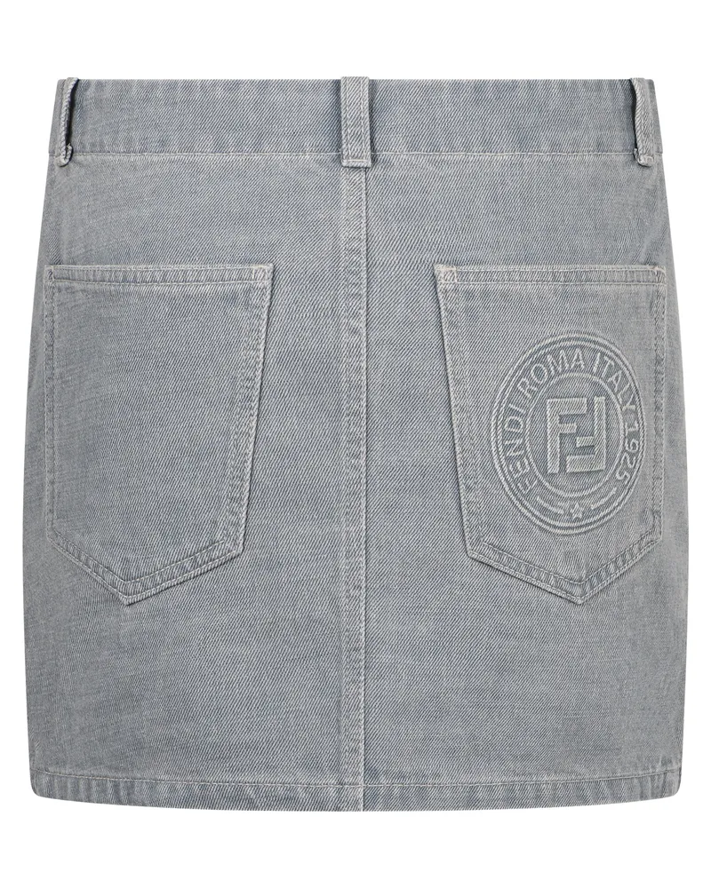 Fendi Women's Denim Mini Skirt Stone Cotton Gray