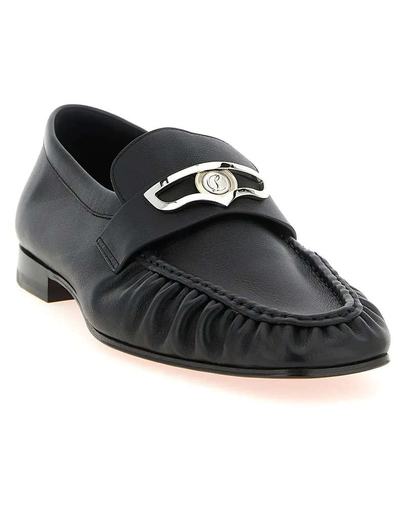 Christian Louboutin Men's Black Calfskin Slip-On Loafers Black