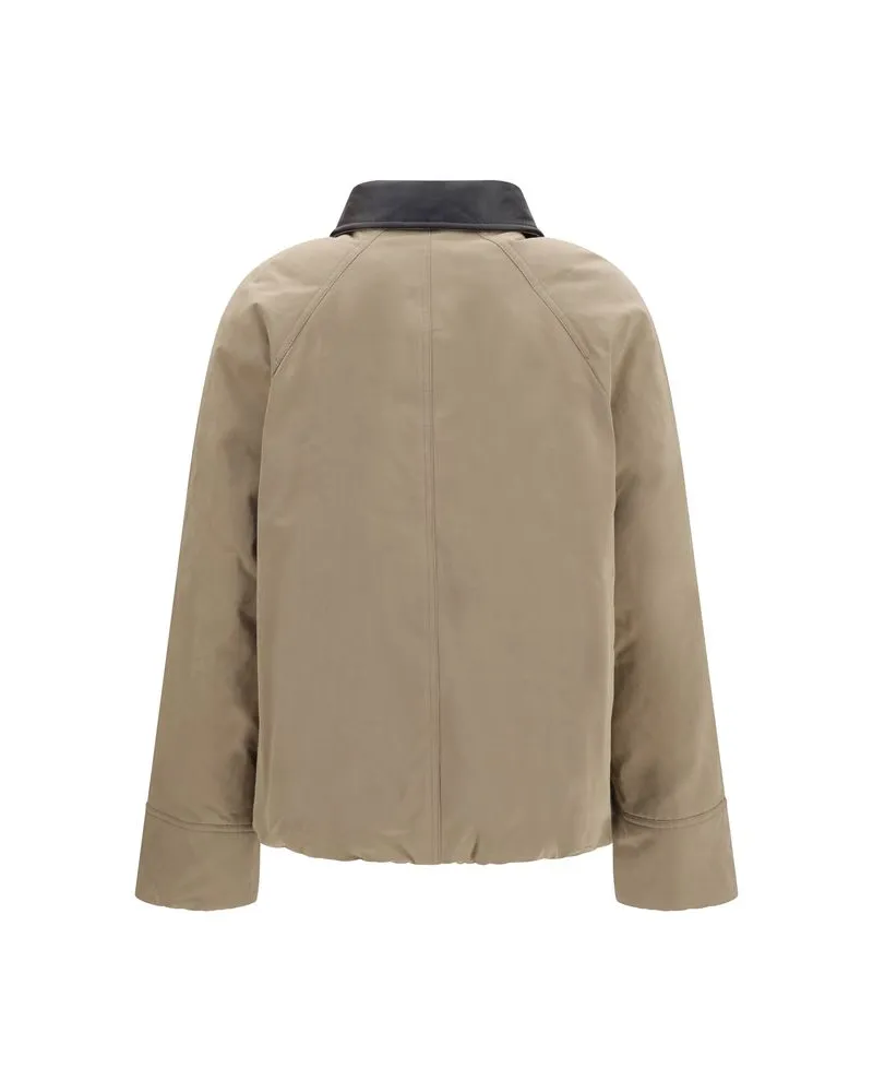 Brunello Cucinelli Women's Beige Cotton Leather Jacket Clothing Beige