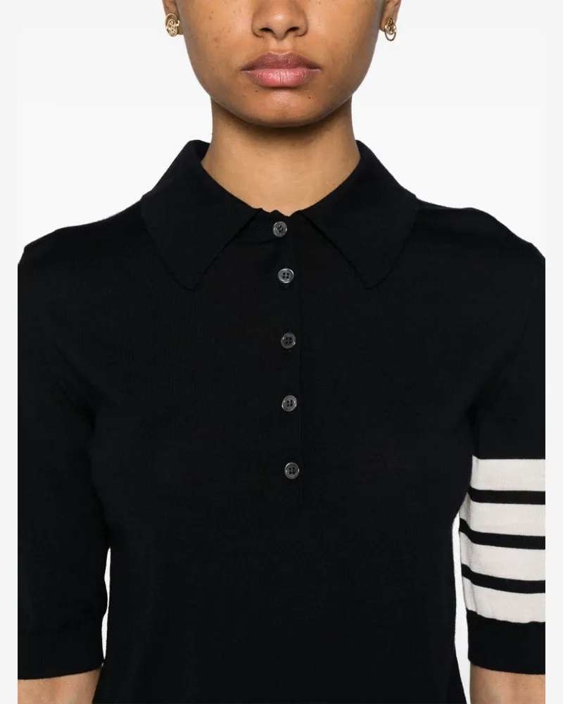 Thom Browne Virgin Wool Fine Knit Polo — Navy Navy