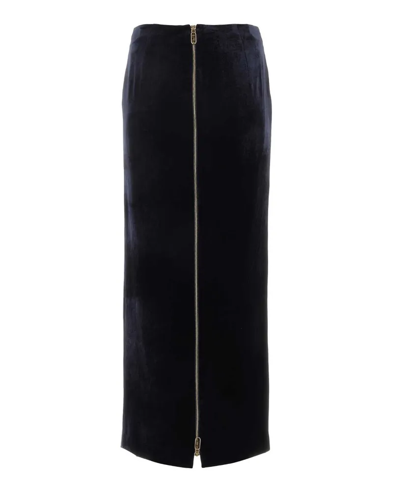 Fendi Women's Midnight Blue Velvet Skirt Darknavy Gonne Navy