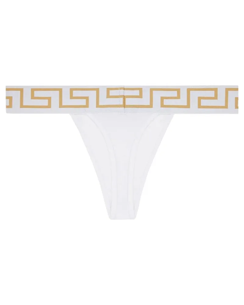 Versace Greek Thong Cotton Swim Shorts — White White