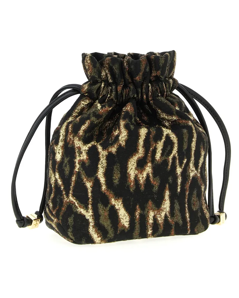 Ganni Metallic Animal Print Jacquard Mini Bag — Black Black