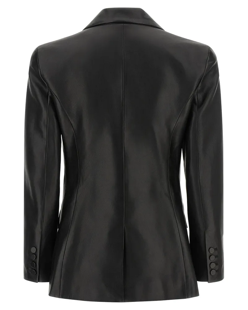 Balmain Lambskin Leather Blazer — Black Black