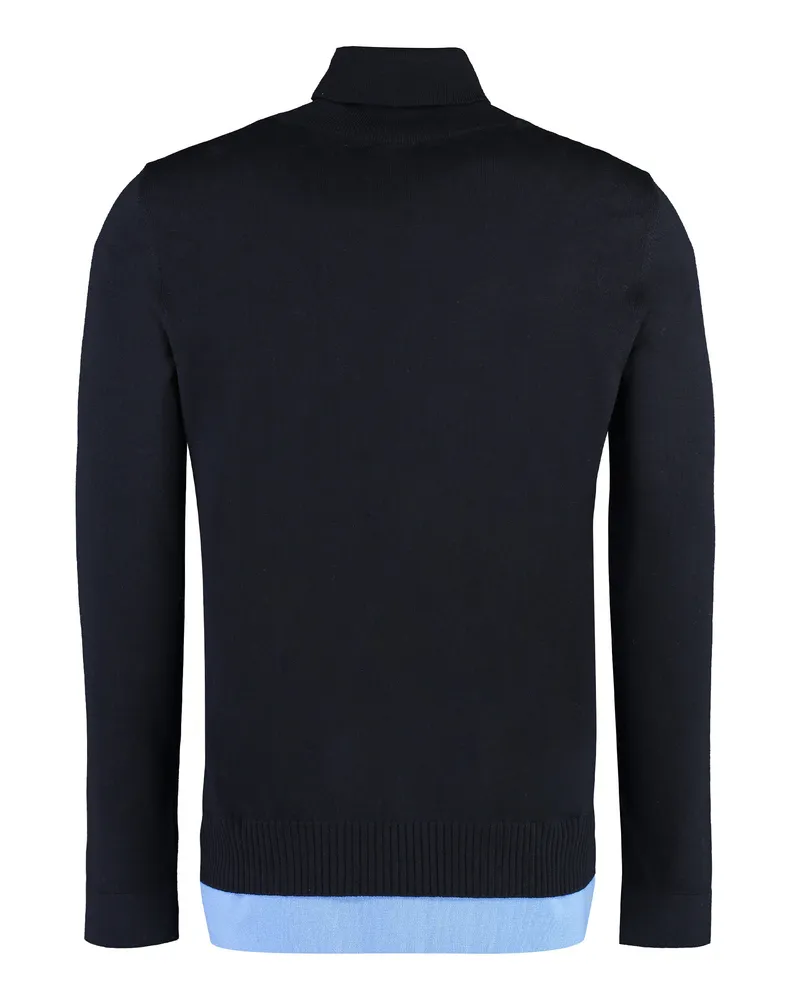 OFF-WHITE Men Wool Turtleneck Sweater Blue Polyamide Navy