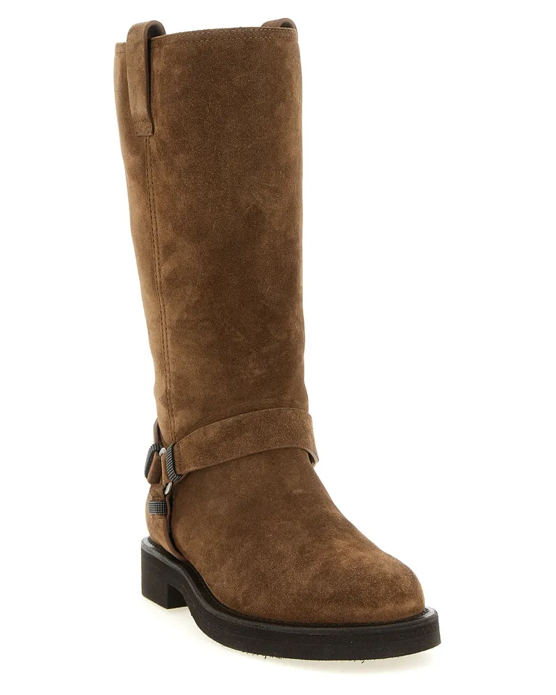 Brunello Cucinelli Women's Brown Calfskin Over The Knee Shoe Brown