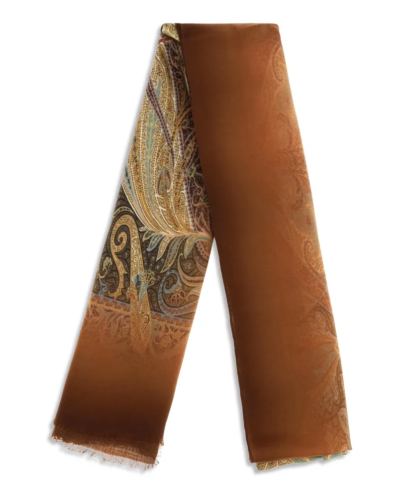 Etro Men's Scarf Orfeo Modal Orange Print On Background Scarfs Orange