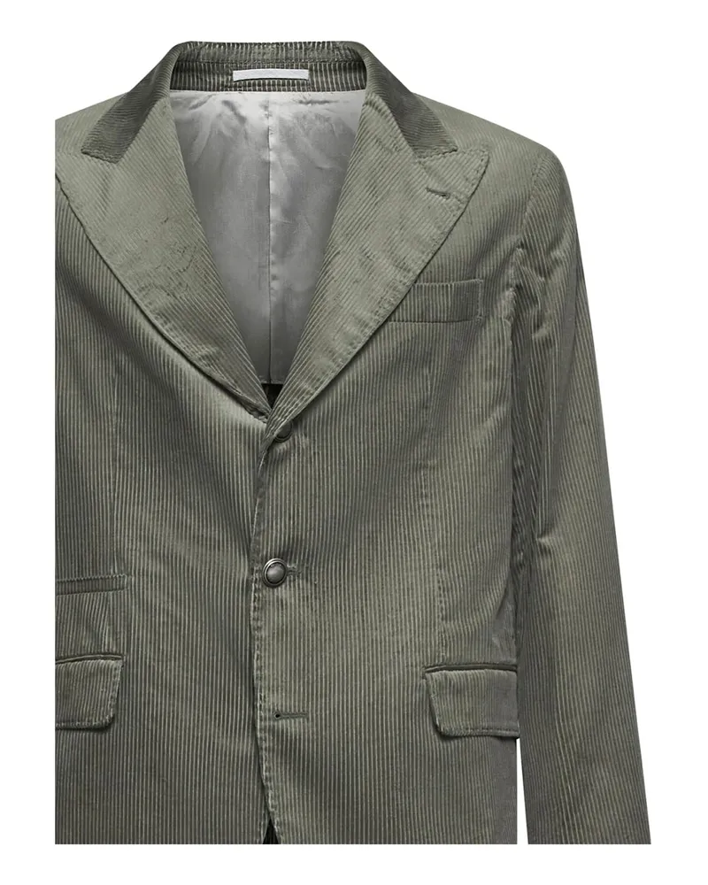 Brunello Cucinelli Olive Cotton Pinstripe Blazer — Green Green