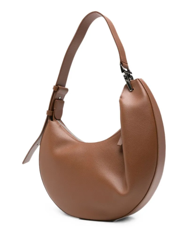 Emporio Armani Pebbled Leather Shoulder Bag — Brown Brown