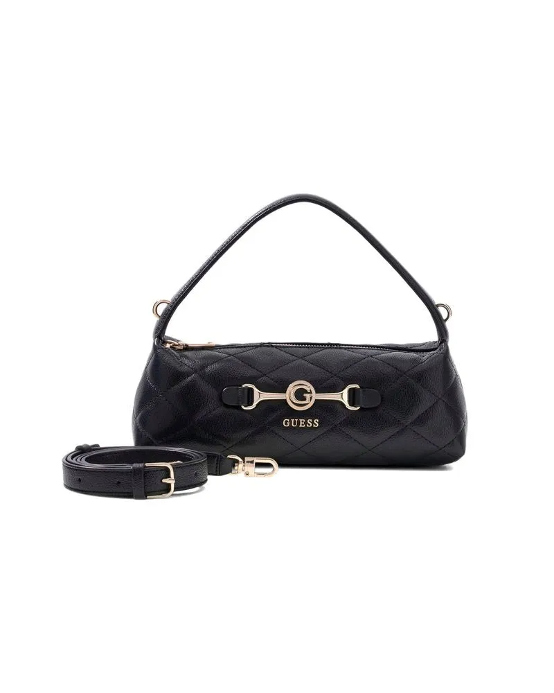 Guess Quilted Polyurethane Shoulder Bag — Black Black