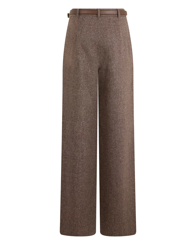 Max Mara Women's Wide-Leg High-Waisted Wool Trousers Chestnut Virgin 