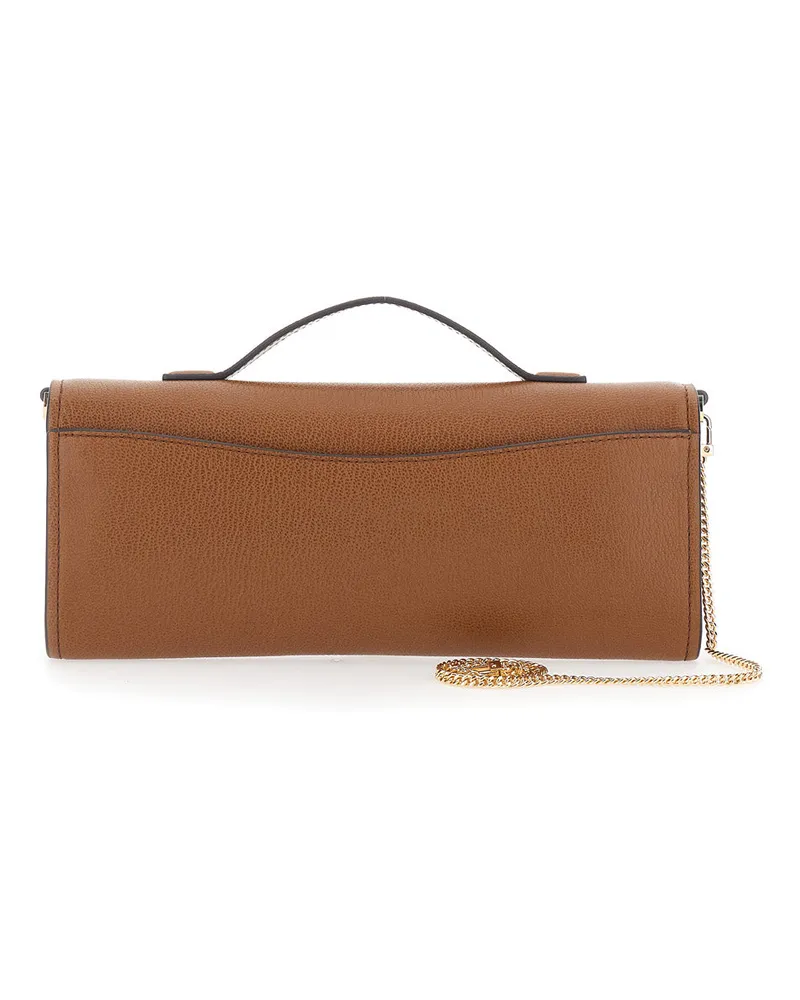 Michael Kors Women's Clutch Hamilton Moderne Brown Hammered Leather Cow Bags Brown