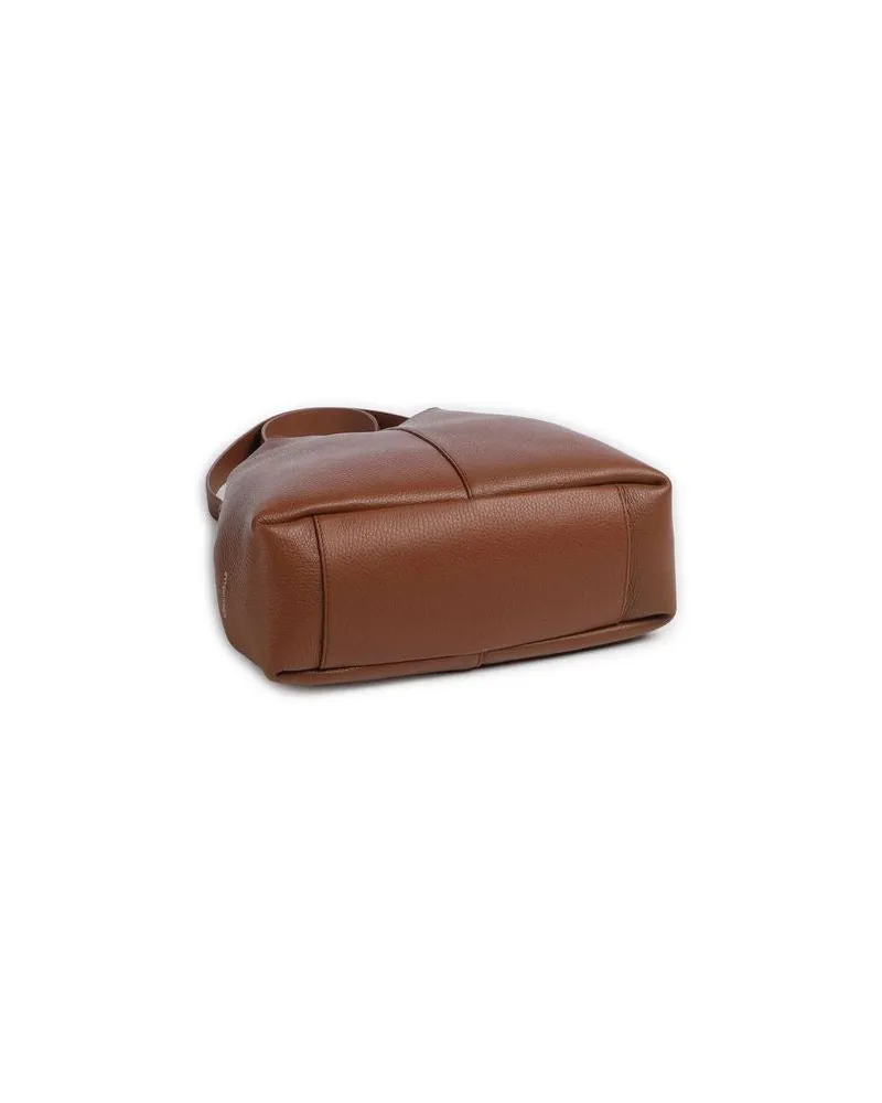 Coccinelle Women's Hobo Bag Cognac Grained Leather - Handbags Cognac