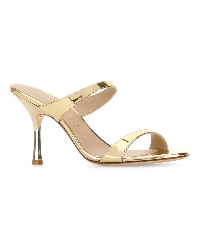 Stuart Weitzman Women's Gold Leather Nudist Mules Platino Sandali Gold