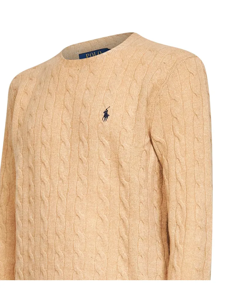 Ralph Lauren Cable-Knit Wool-Blend Sweater — Beige Beige