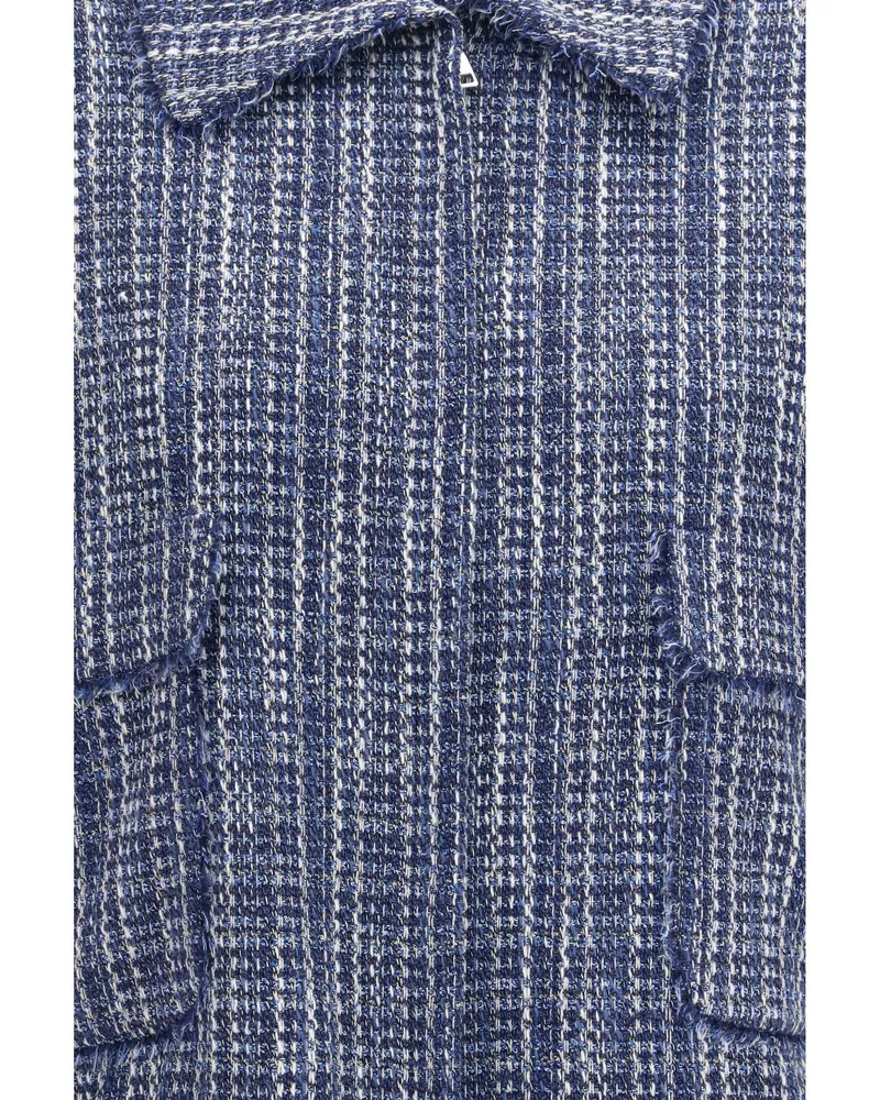 Kiton Women's Tweed Jacket Blue Cotton Blue