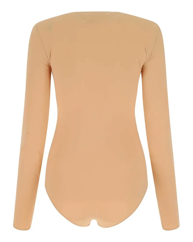 Maison Margiela Women's Stretch Nylon Bodysuit Beige Elastane Sweater Beige