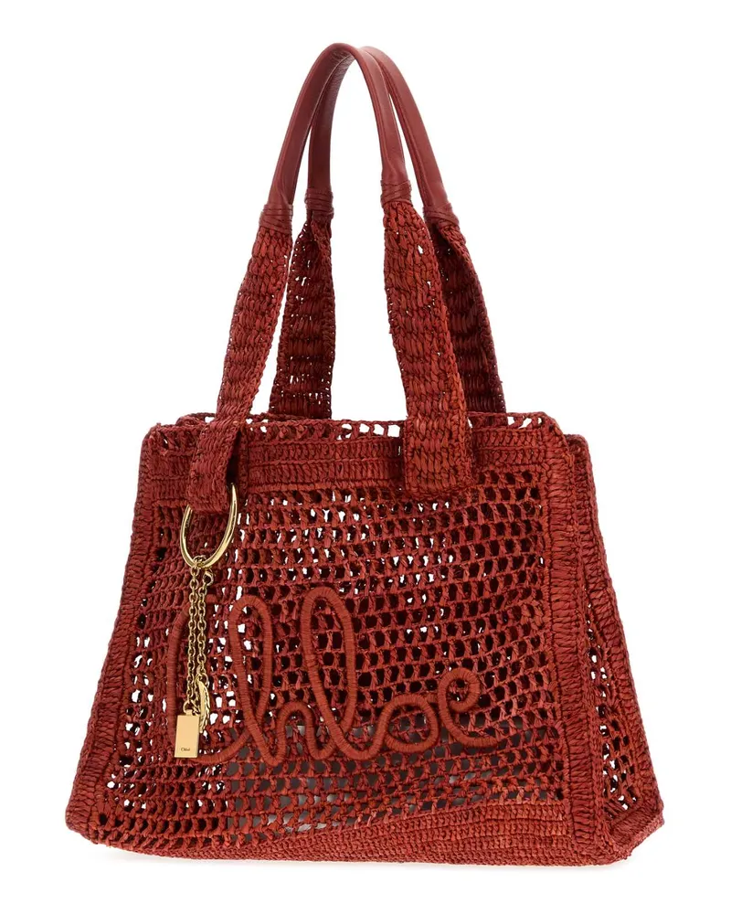 Chloé Women's Red Raffia East-West Summer Banana Shopping Bag Gingerred Borse A Tracolla Red