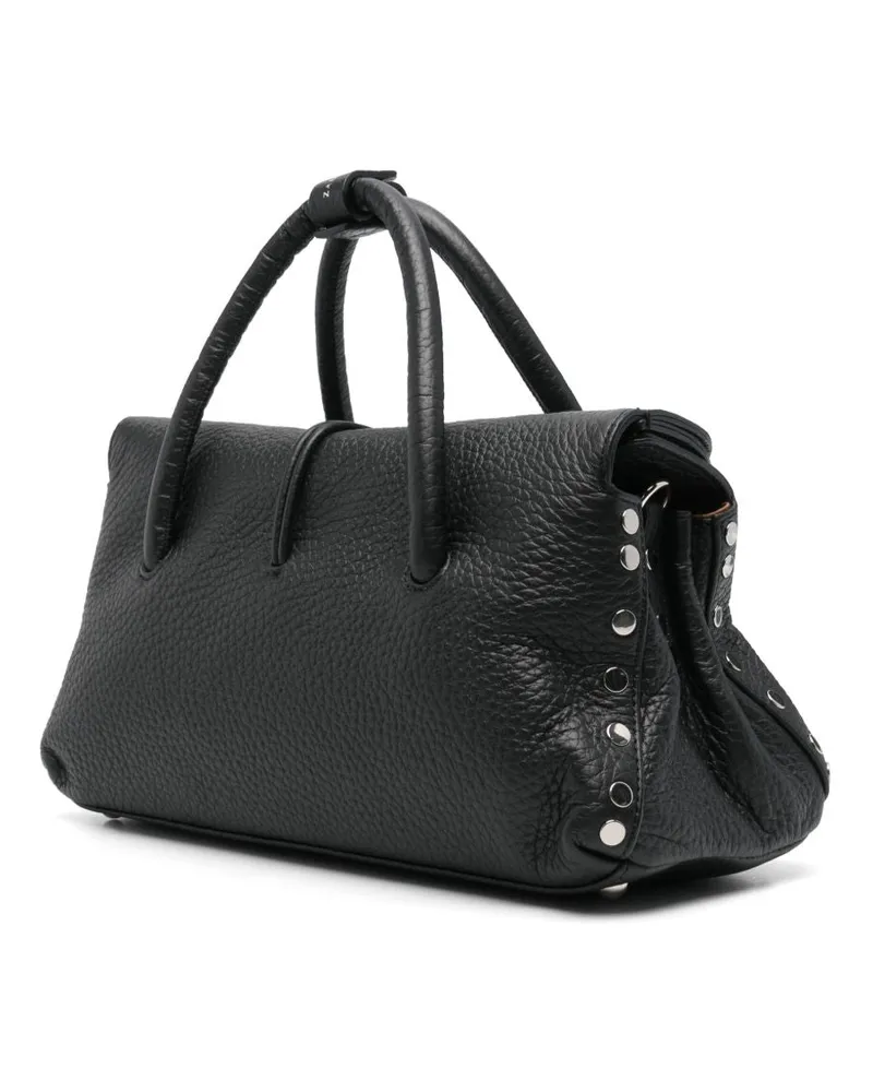 Zanellato Pebbled Leather Top Handle Bag — Black Black