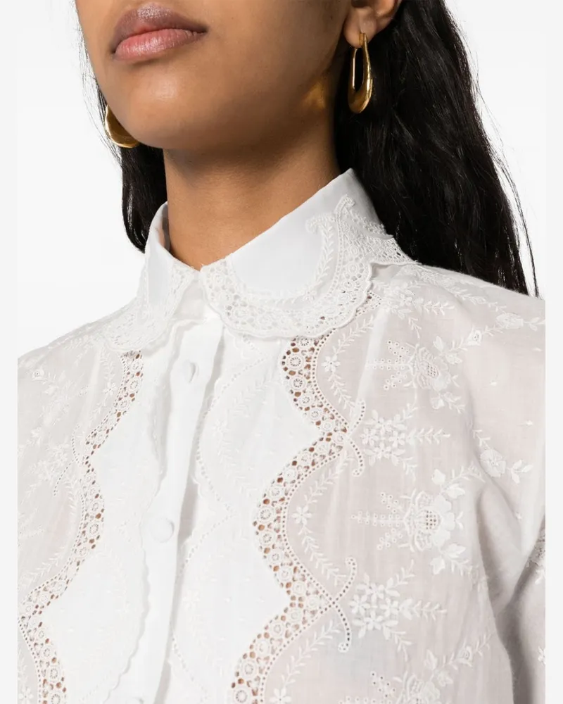 Ermanno Scervino Embroidered Cotton Shirt Dress — Off-white Off-white