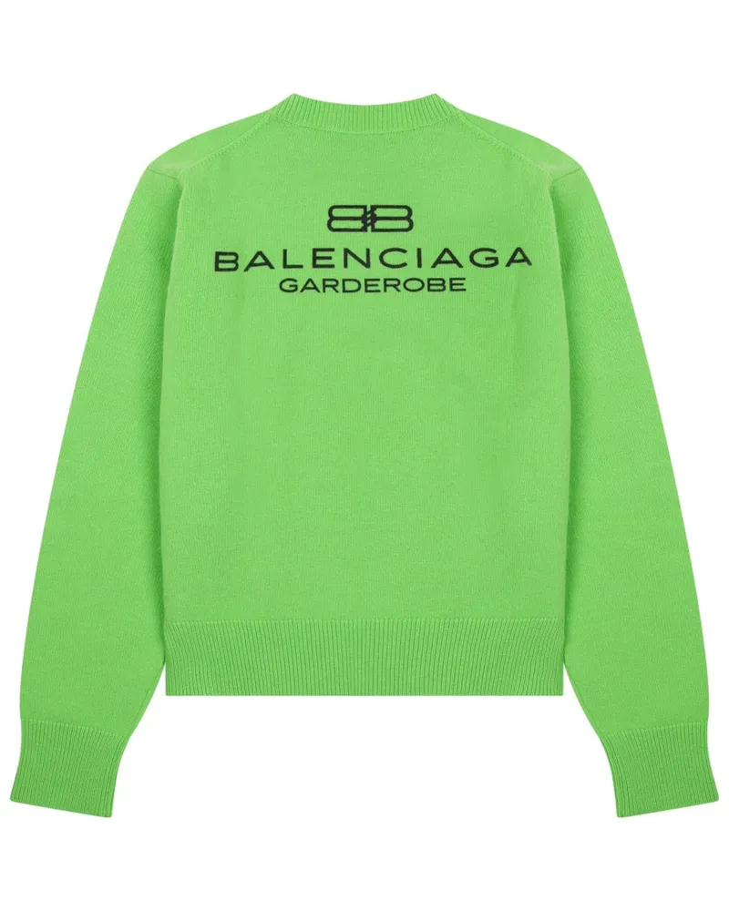 Balenciaga Wool Jersey With Logo Sweater — Green Green