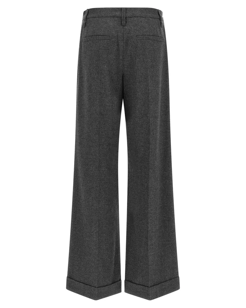 Brunello Cucinelli Virgin Wool and Cashmere Trousers — Charcoal Charcoal