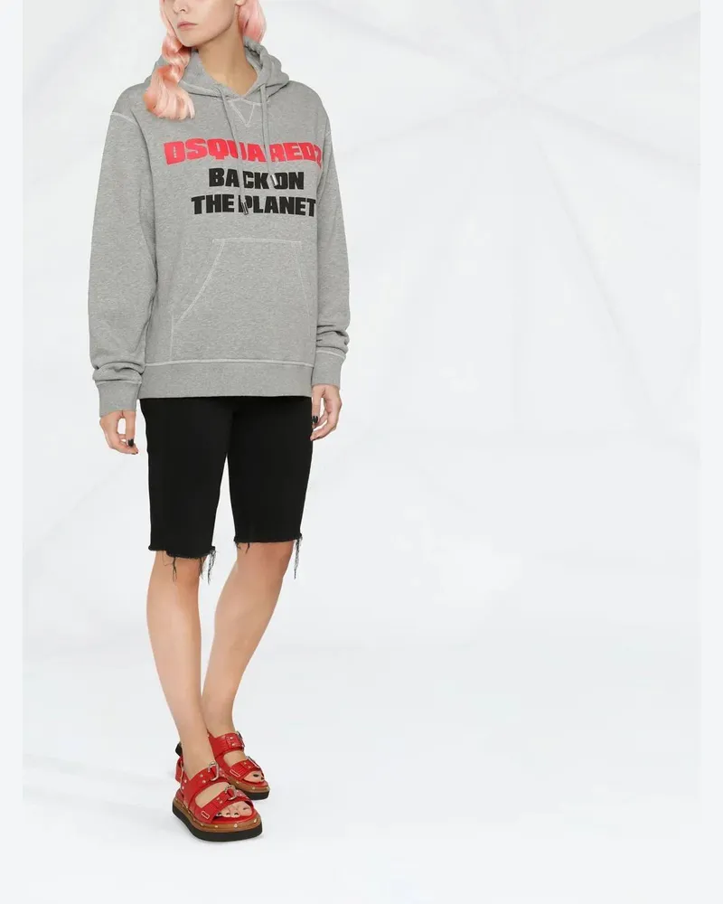 Dsquared2 Women's Slogan-Print Hoodie Aw22 W Grey