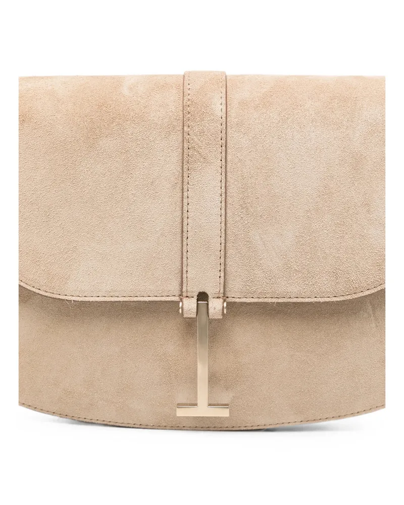 Tom Ford Suede Foldover Shoulder Bag — Beige Beige