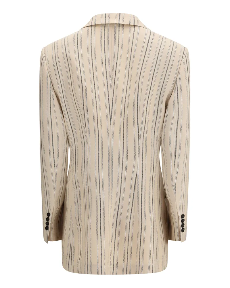 Dolce & Gabbana Women's Single-Breasted Regimental Pinstripe Jacket Rigato Blazers & Vests Beige