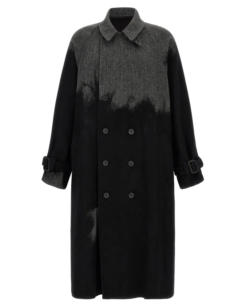 Yohji Yamamoto Colorblock Wool Coat — Gray Gray