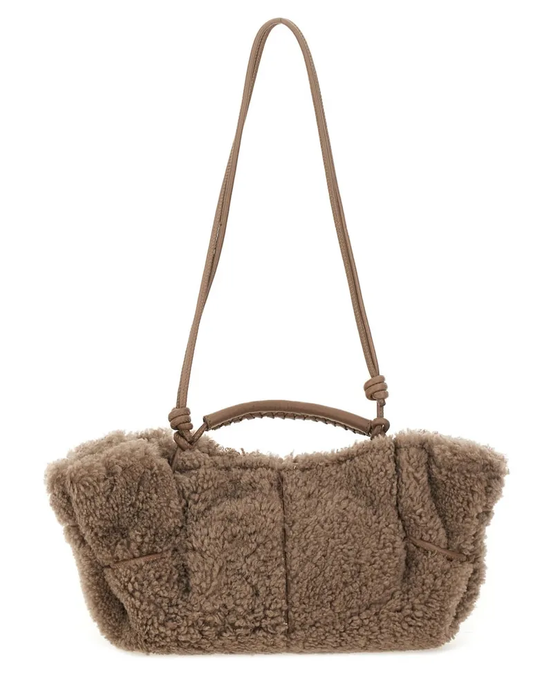 HEREU Women's Arta Curly Mini Bag Grey Leather Handbags Hand Gray