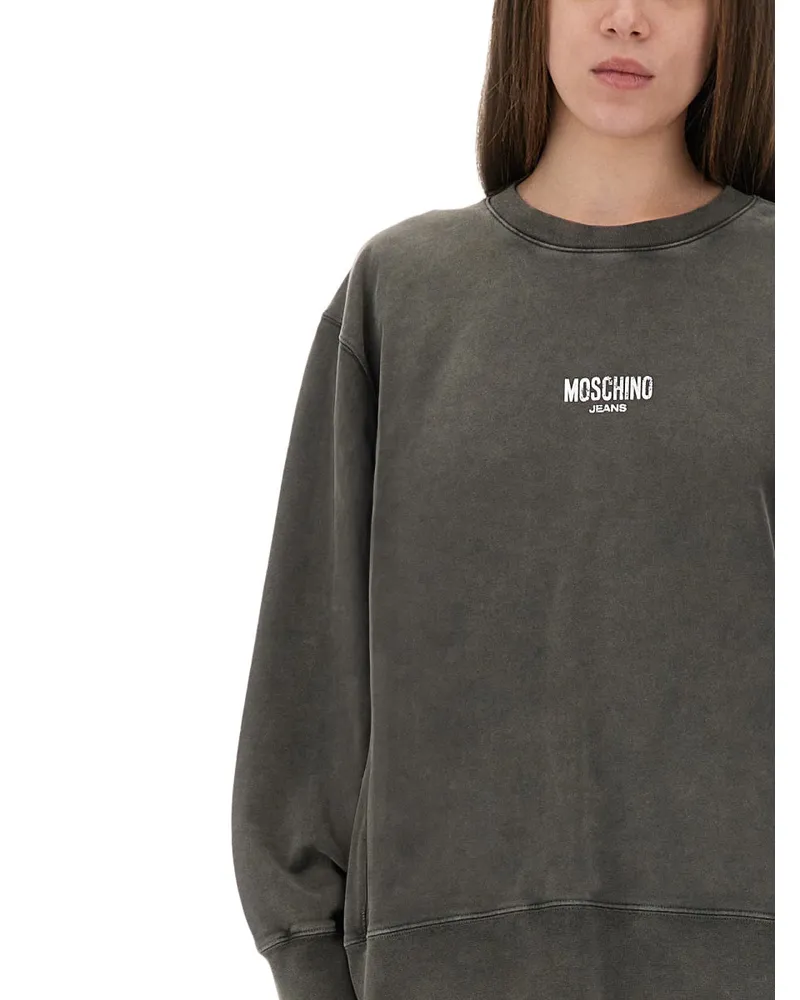 Moschino Logo Cotton Sweatshirt — Gray Gray