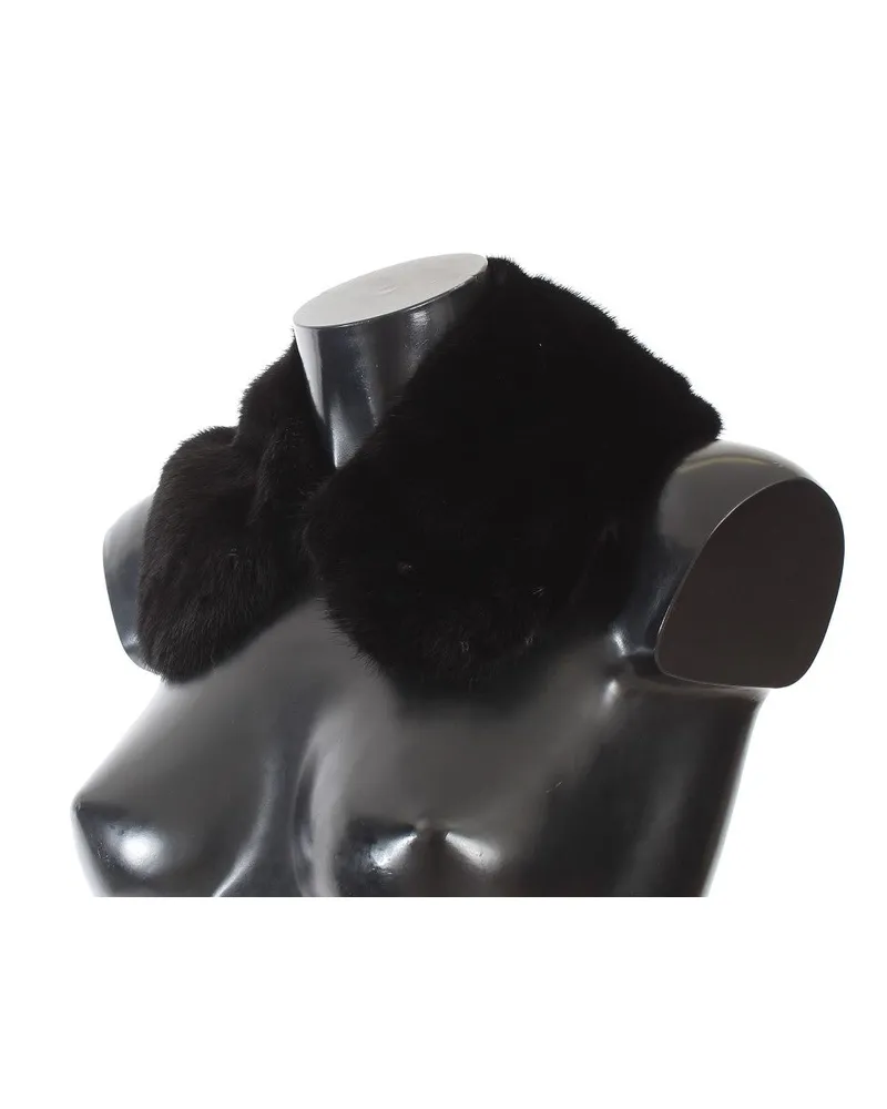 Dolce & Gabbana Women Black Mink Fur Shoulder Collar Scarf Black