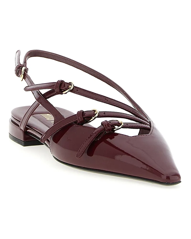 Miu Miu Women's Bordeaux Calfskin Ballet Flats Bordeaux