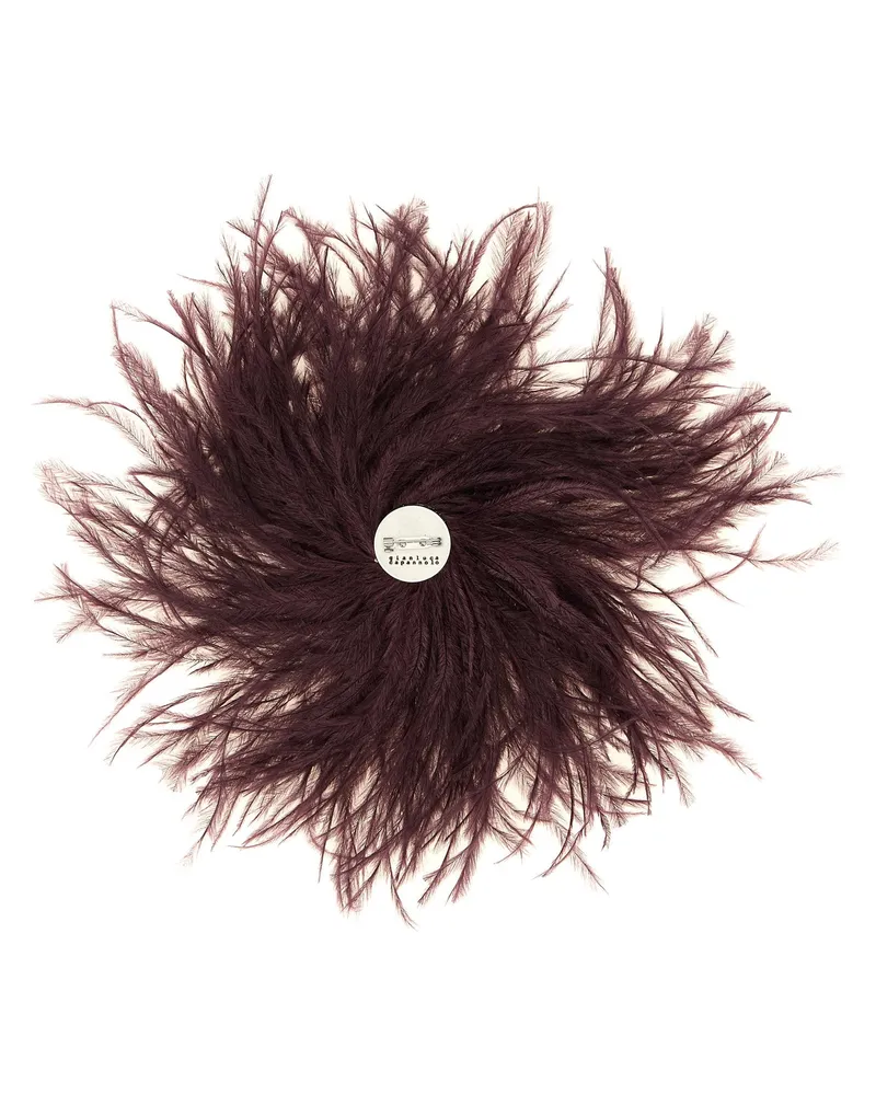 Gianluca Capannolo Ostrich Feather Hair Pin — Aubergine Aubergine