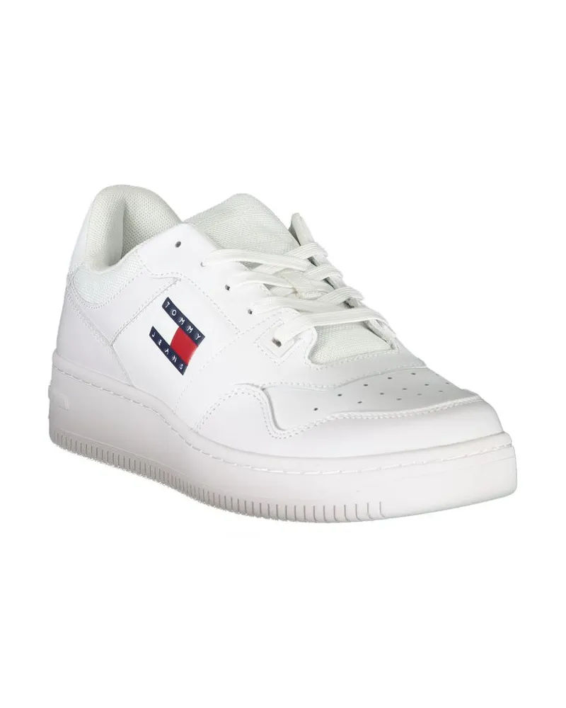 Tommy Hilfiger Logo-Embellished Leather Sneakers — White White