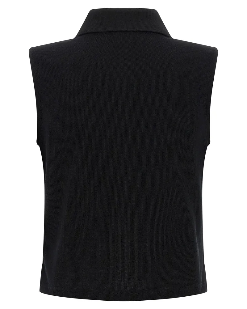 Saint Laurent Women's Black Cotton Polo Shirt Black