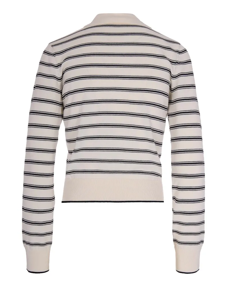 A.P.C. Striped Cotton Cardigan — Ecru 