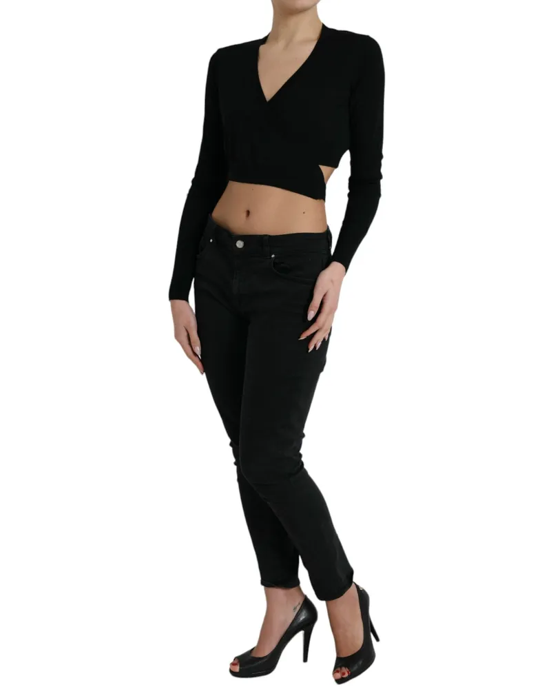 Dolce & Gabbana Women's Virgin Wool V-Neck Cardigan Black Black