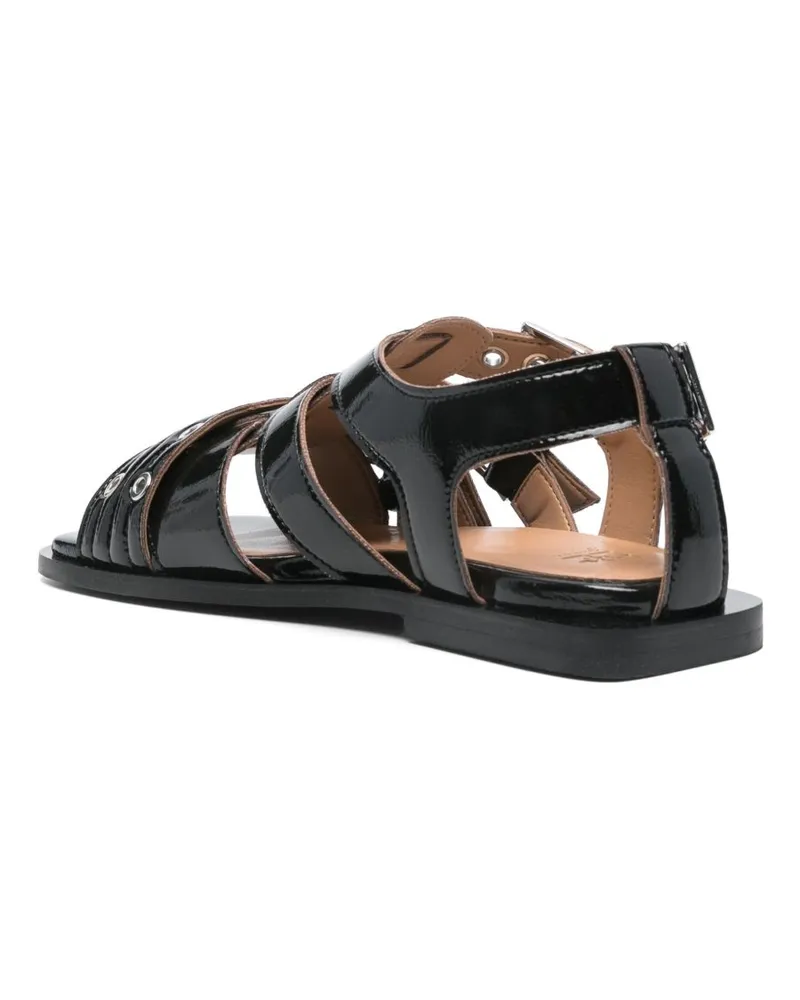 Ganni Eyelet-Detailed Buckle Sandal — Black Black