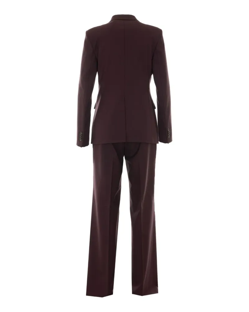 Tagliatore Double-Breasted Wool Pant Suit — Burgundy Burgundy